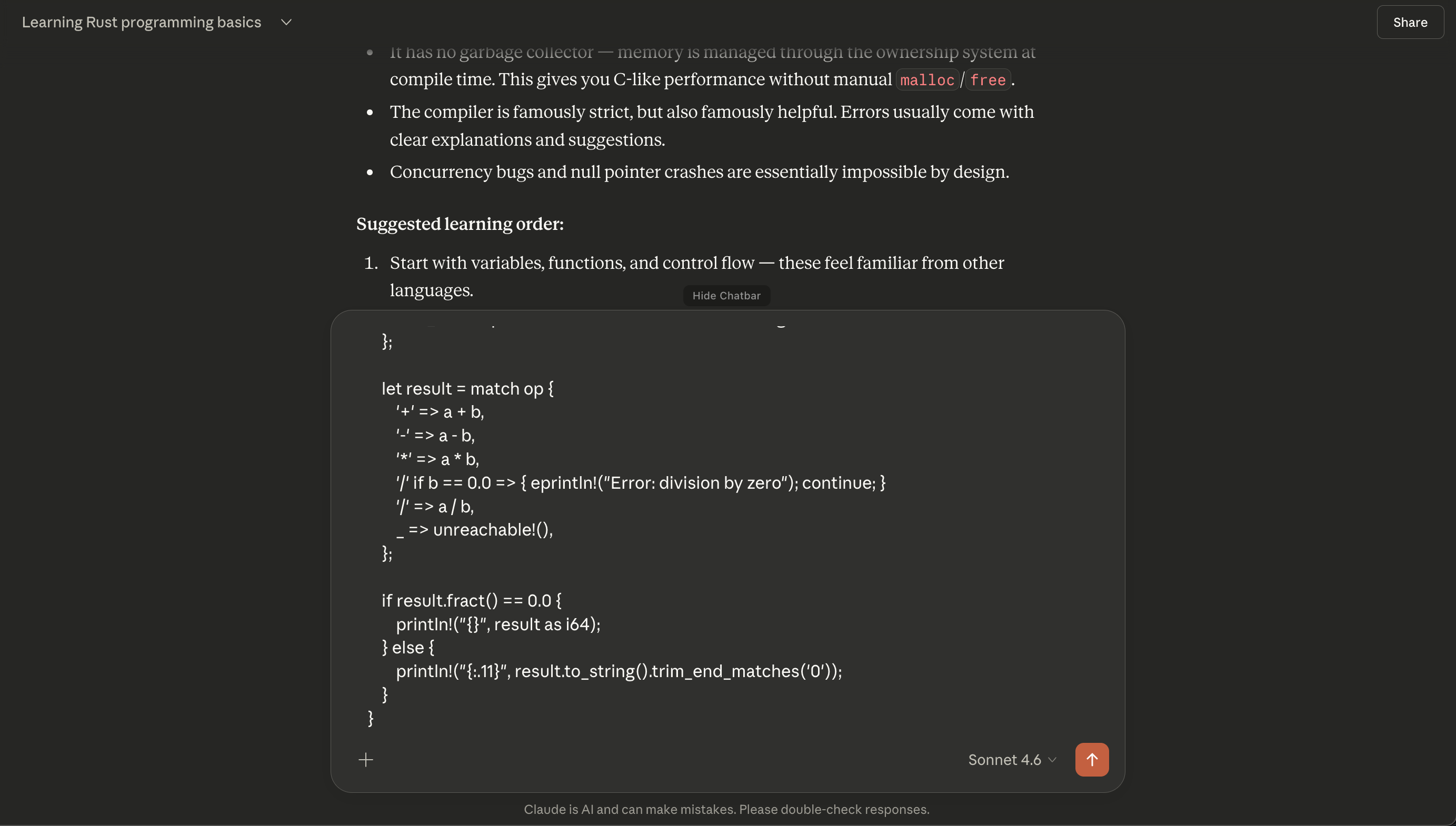 Before — long prompt visible
